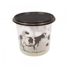 pot plastique pp transparent "produits laitiers" avec couvercle noir 500 ml - par 250