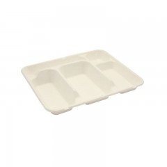 plateau repas biodegradable en bagasse 5 compartiments 24 x 30 cm - par 50
