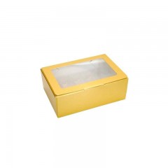 boite or avec fenetre transparente pour 10 macarons - par 25