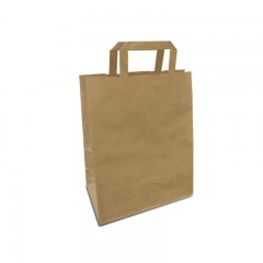 sac papier kraft brun a poignees plates 26 x 14 x 32 cm - par 50