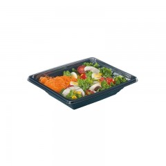 barquette salade pyramipack noire 750 ml avec couvercle independant - par 40