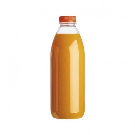 grande bouteille plastique jetable 1 litre avec bouchon orange - par 74