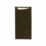 etui a couverts kraft noir avec serviette blanche 22,5 x 11,5 cm - par 100