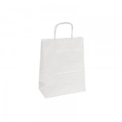 sac papier kraft blanc a poignees torsadees 18 x 8 x 22 cm - par 50