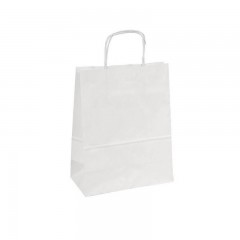 sac papier kraft blanc a poignees torsadees 22 x 10 x 31 cm - par 50