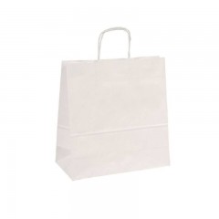 sac papier kraft blanc a poignees torsadees 35 x 14 x 44 cm - par 50