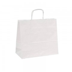 sac papier kraft blanc a poignees torsadees 45 x 17 x 48 cm - par 50