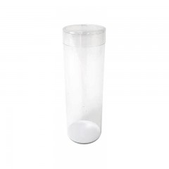 tube rond en pvc transparent avec fond carton blanc 5 x 15 cm - par 25