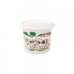 Pot plastique blanc "crème fraîche" avec couvercle 125 ml - par 250