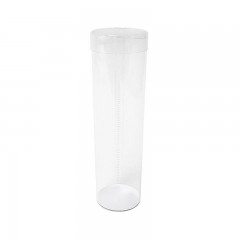 tube rond en pvc transparent avec fond carton blanc 5 x 20 cm - par 25
