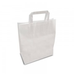 sac papier kraft blanc a poignees plates 26 x 14 x 32 cm - par 50