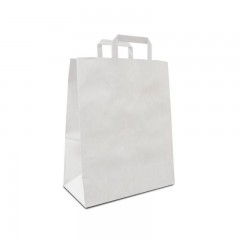 sac papier kraft blanc a poignees plates 32 x 15 x 40 cm - par 50