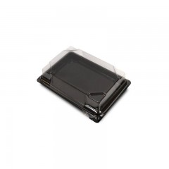 boite noire pour sushi formipack 13,6 x 10,2 cm avec couvercle - par 400