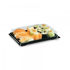boite noire pour sushi formipack 19,4 x 13,9 cm avec couvercle - par 300