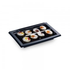 boite noire pour sushi quadripack 17 x 10,5 cm avec couvercle - par 25