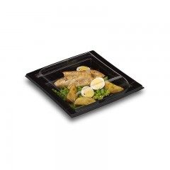 boite noire pour sushi quadripack 17 x 17 cm avec couvercle - par 25