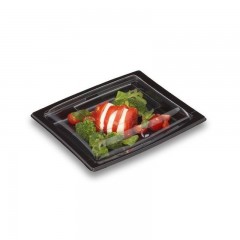 boite noire pour sushi quadripack 21,5 x 17 cm avec couvercle - par 25