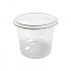 pot plastique pp transparent avec couvercle 500 ml - par 250