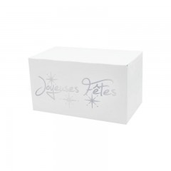 Boîte à bûche "Joyeuses Fêtes" blanche 17 x 11 x 11 cm - par 25